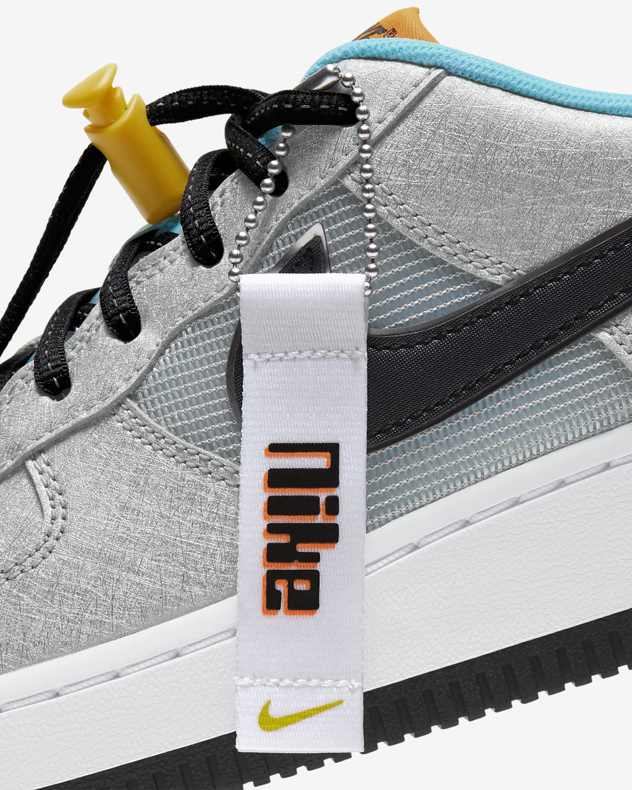 nike air force 1 metallic silver black aqua