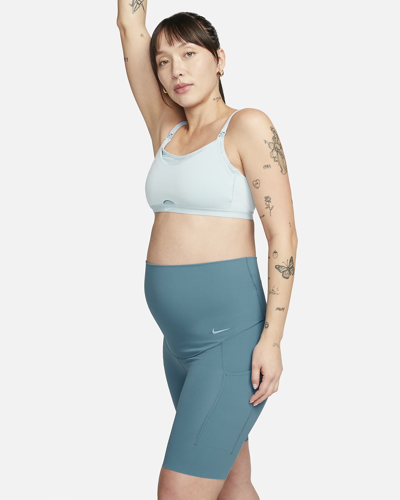 Calções tipo ciclista de 20 cm de cintura subida e suporte ligeiro com bolsos Nike Zenvy (M) para mulher (Maternity)