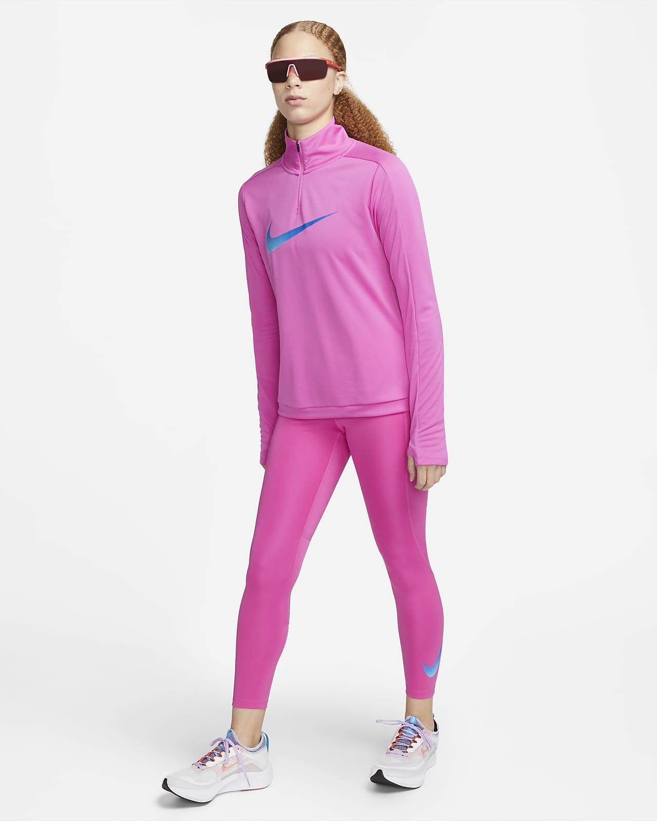 Buy Nike Pink Dri-FIT Half Zip Long Sleeve Running Top from Next