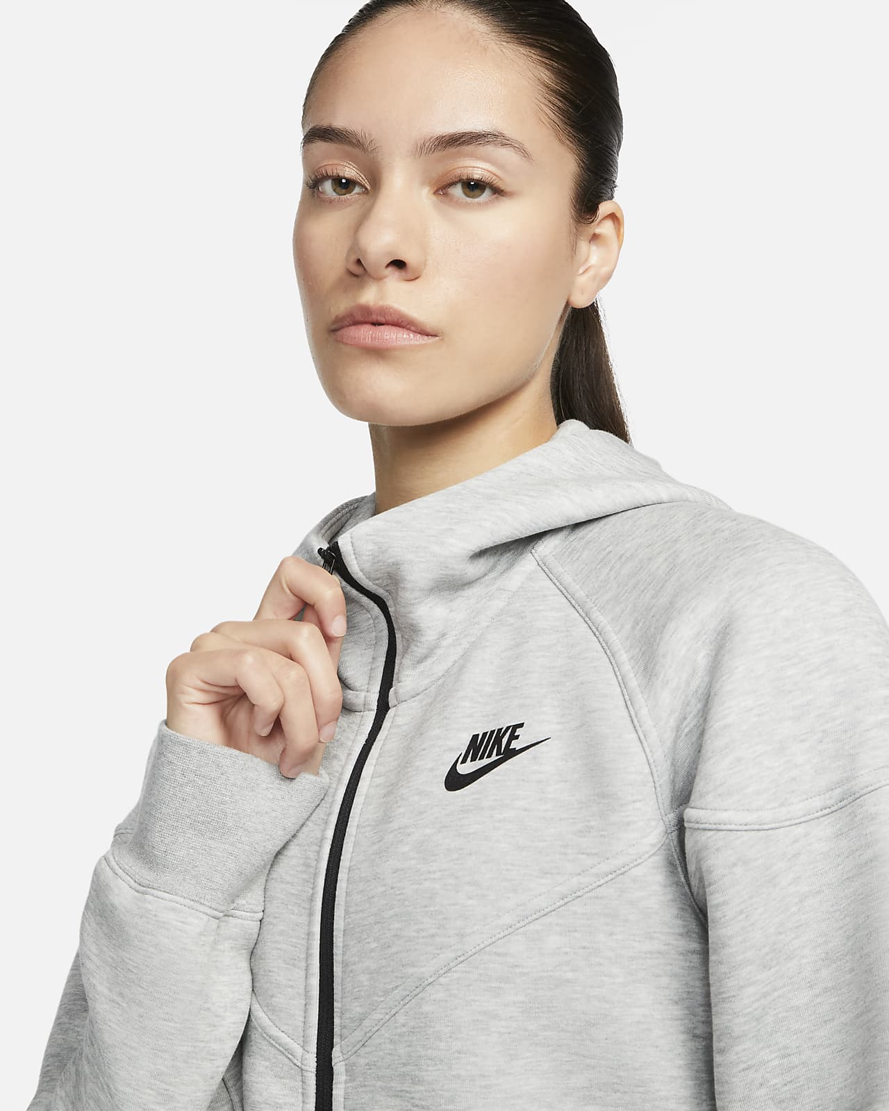 Nike Sportswear Women's Tech Fleece Windrunner Full Zip Hoodie Dark Grey  Heather/Black - US