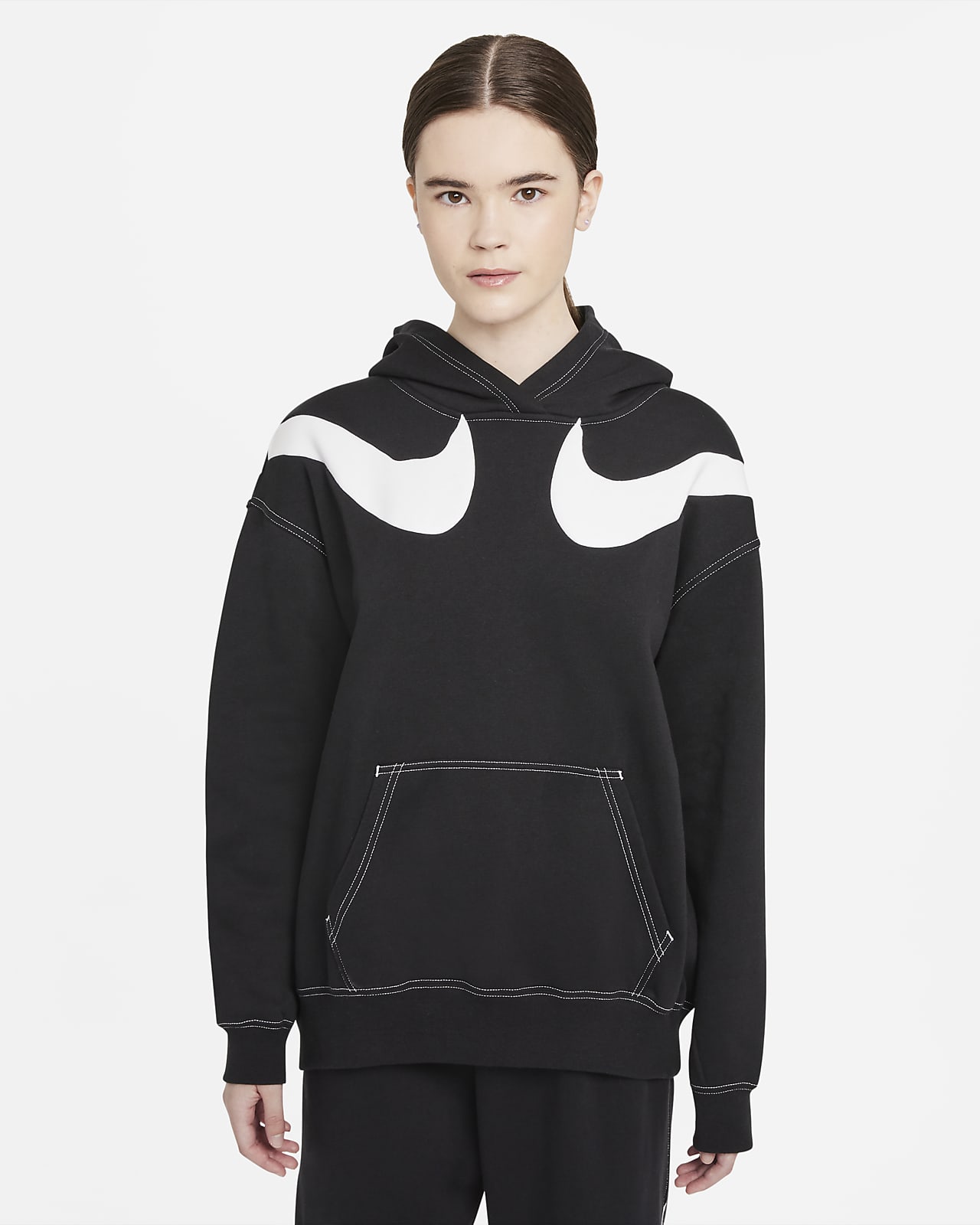 Nike Sportswear Swoosh Sudadera con capucha de tejido Fleece oversize -  Mujer. Nike ES