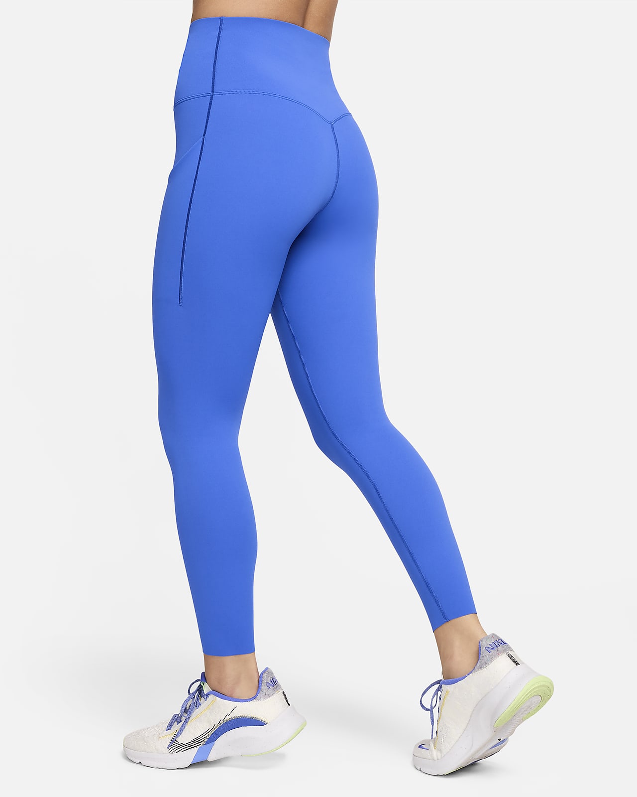 Nike Women's Crochet Trimmed 7/8 High Waist Yoga Leggings, Blue, XL