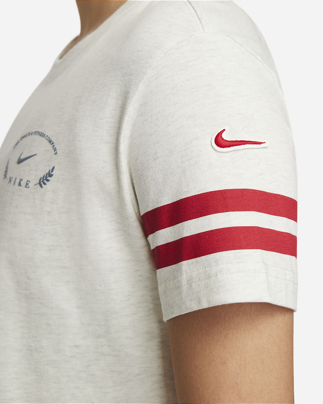 nike essentials short sleeve crop top in oatmeal