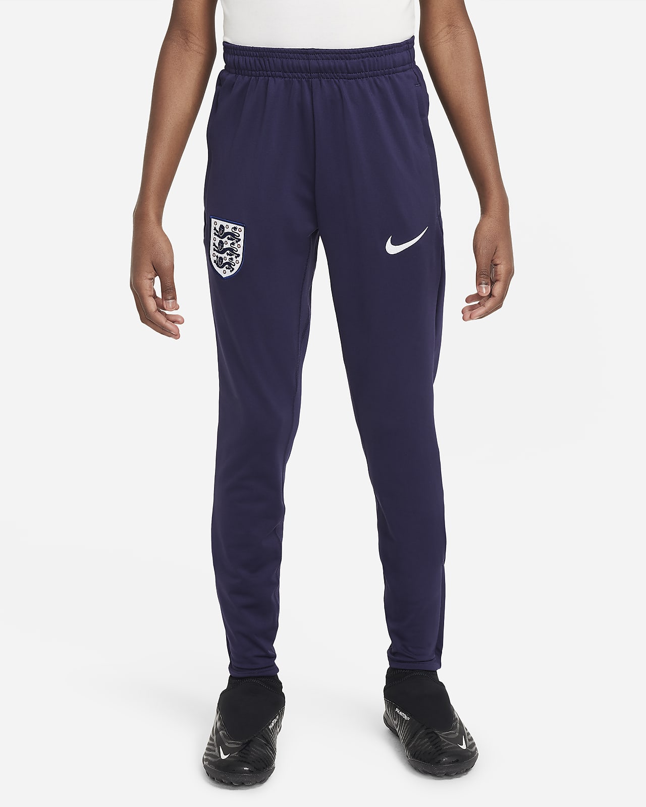 Fotbollsbyxor England Strike Nike Dri-FIT i stickat material för ungdom