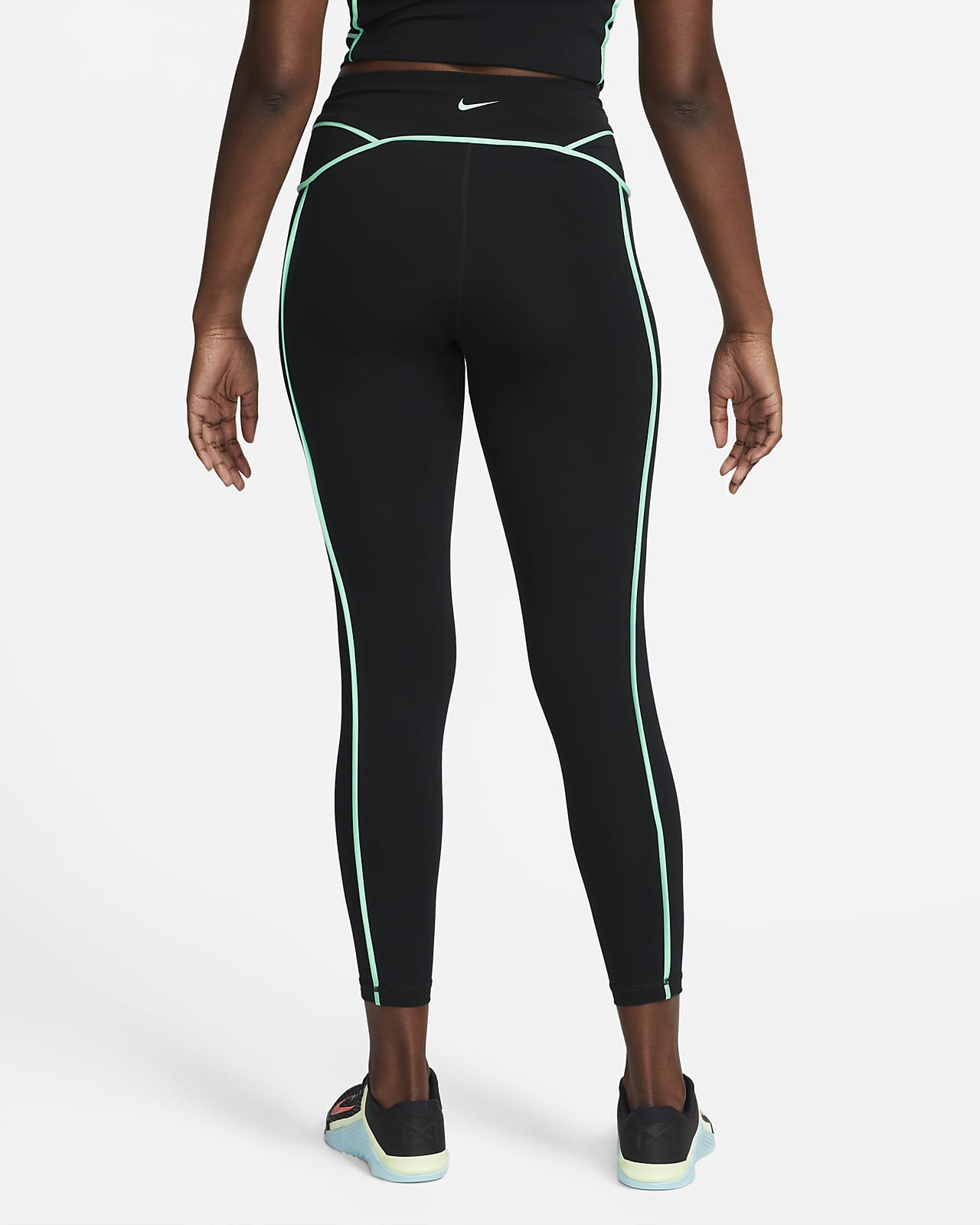 Nike One Women's Dri-Fit Shine Mid-Rise Training Tights (as1, Alpha, m,  Regular, Regular, Jade Smoke/Black, Medium) at  Women's Clothing store