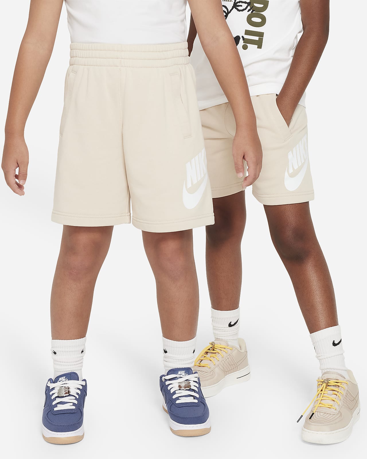 Nike Plus Size Fleece Shorts Womens High-Rise Sanddrift Pockets Lounge  Bottoms