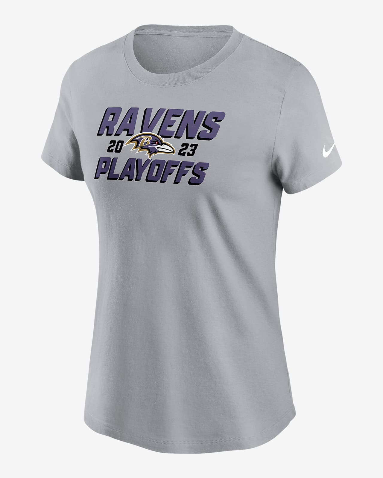 Playera Nike de la NFL para mujer Baltimore Ravens 2023 NFL Playoffs Iconic