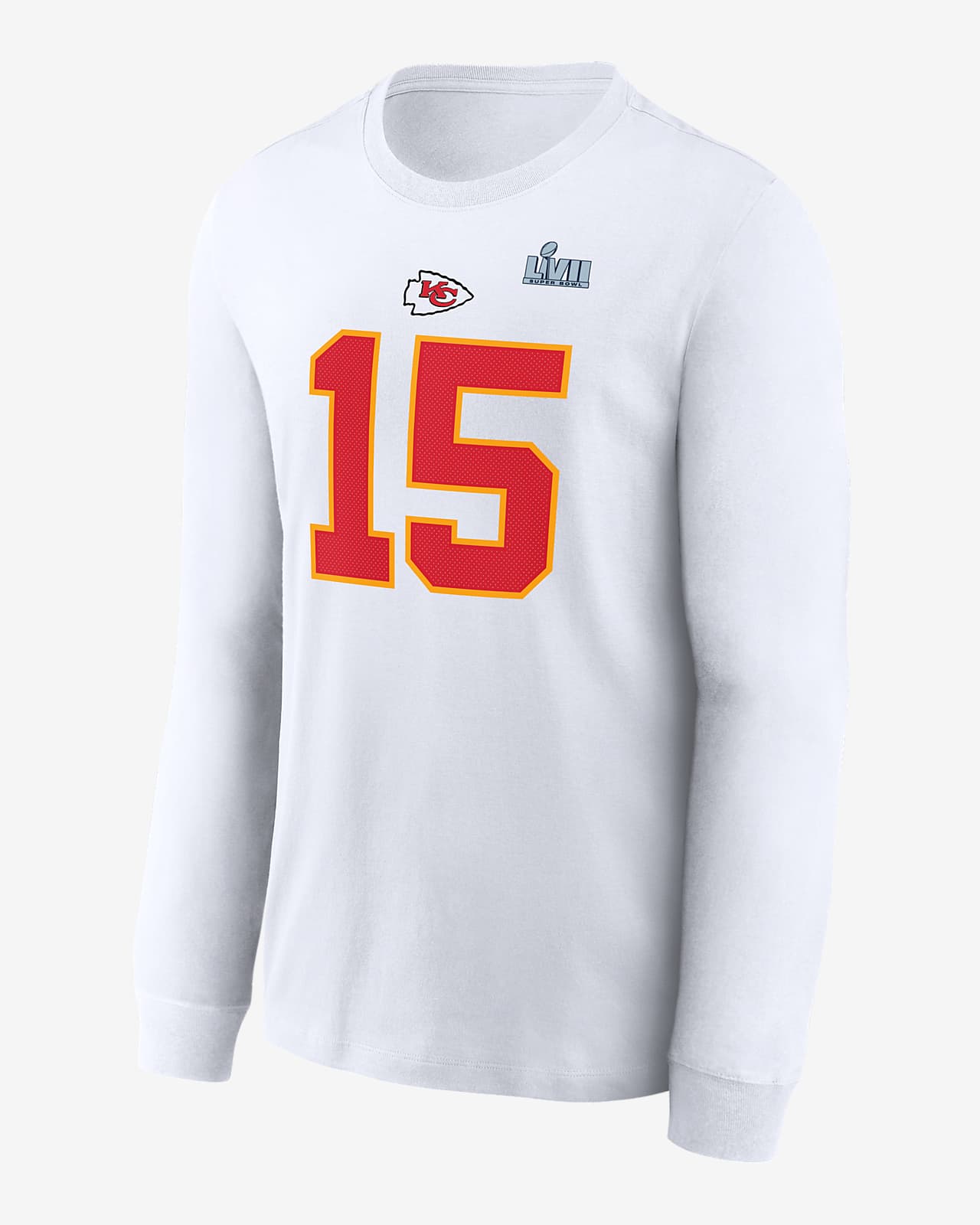 Playera de manga larga para hombre NFL Kansas City Chiefs Super Bowl LVII  (Patrick Mahomes). 