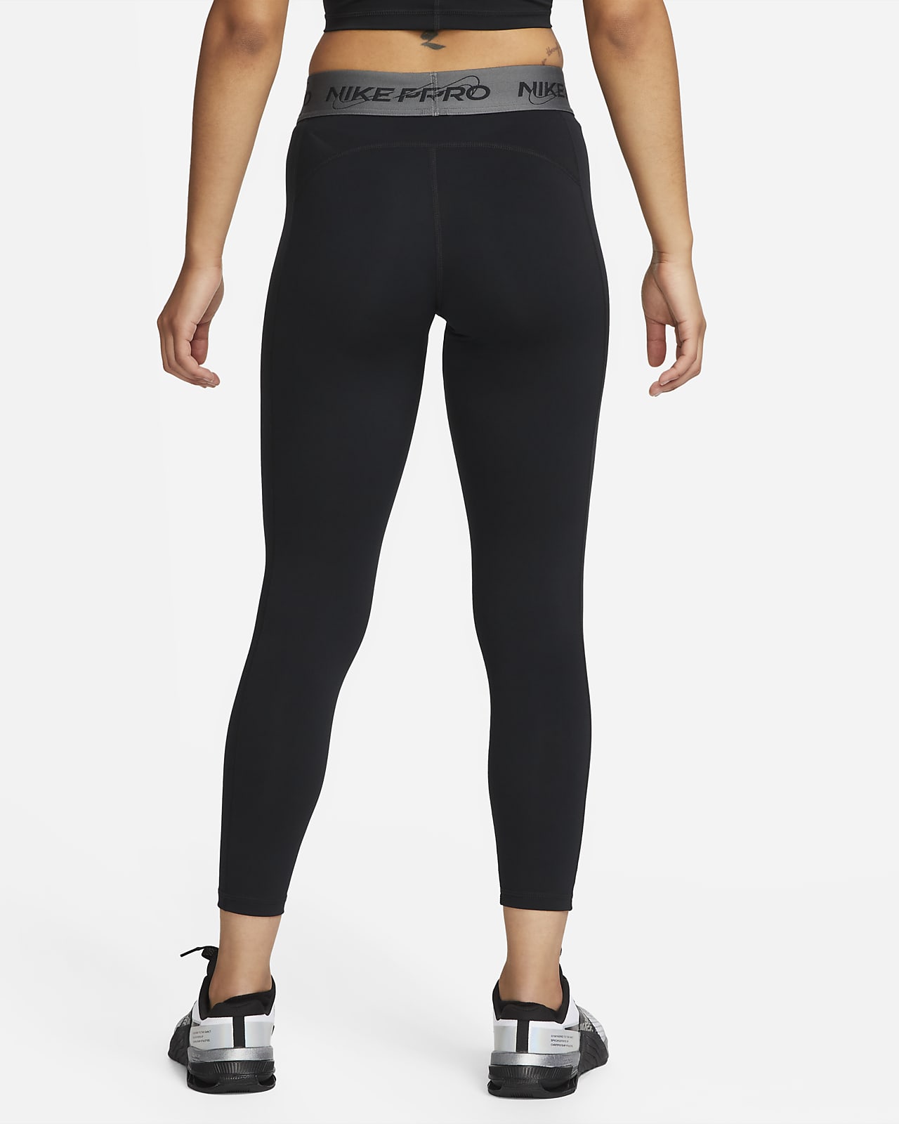 Nike Pro Women's Mid Rise Plus Size 3X Crop Leggings Black White