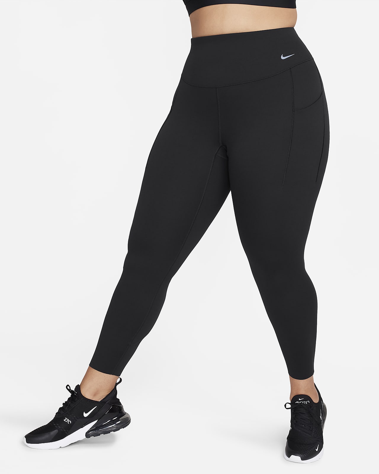 Damskie legginsy o pełnej długości z wysokim stanem i kieszeniami  zapewniające średnie wsparcie Nike Universa (duże rozmiary)