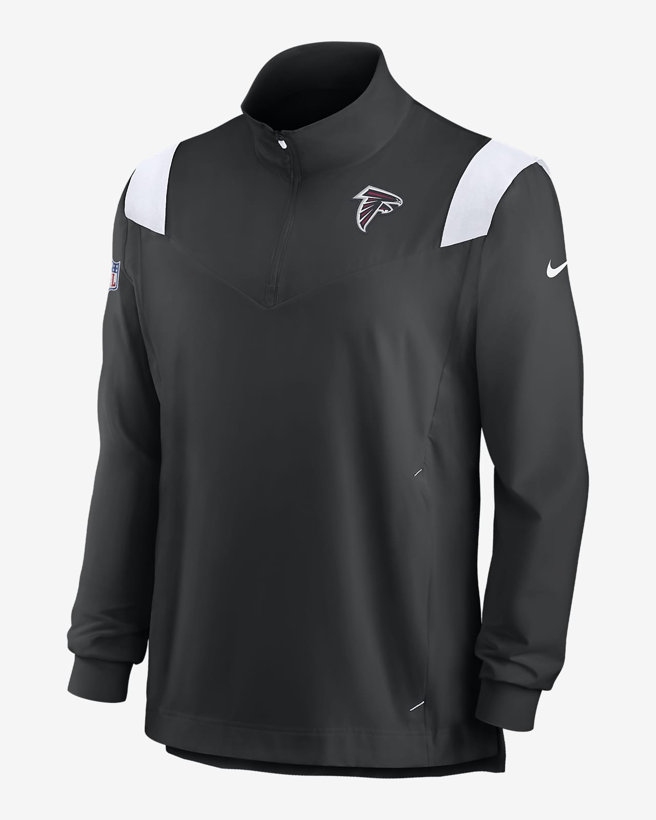 Men's Nike Black/White Atlanta Falcons Sideline Coach Chevron Lockup Quarter-Zip Long Sleeve Top Size: Large