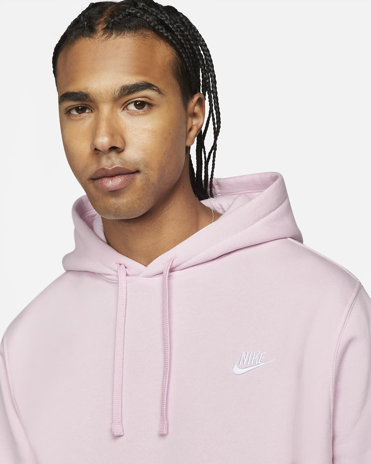 nike club pullover hoodie pink