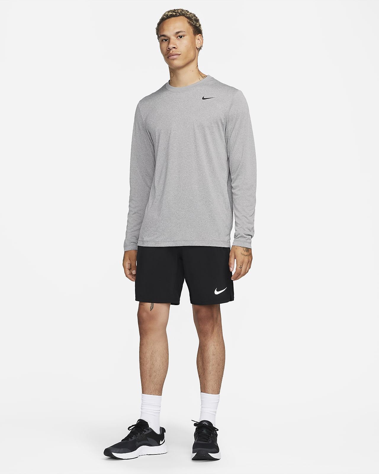 Nike Mens Dri-Fit Air Long Sleeve T-Shirt L Navy Blue