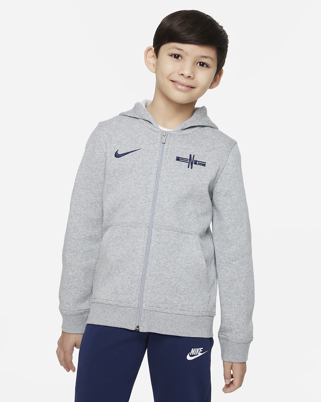 England Club Fleece Older Kids' (Boys') FullZip Hoodie. Nike GB