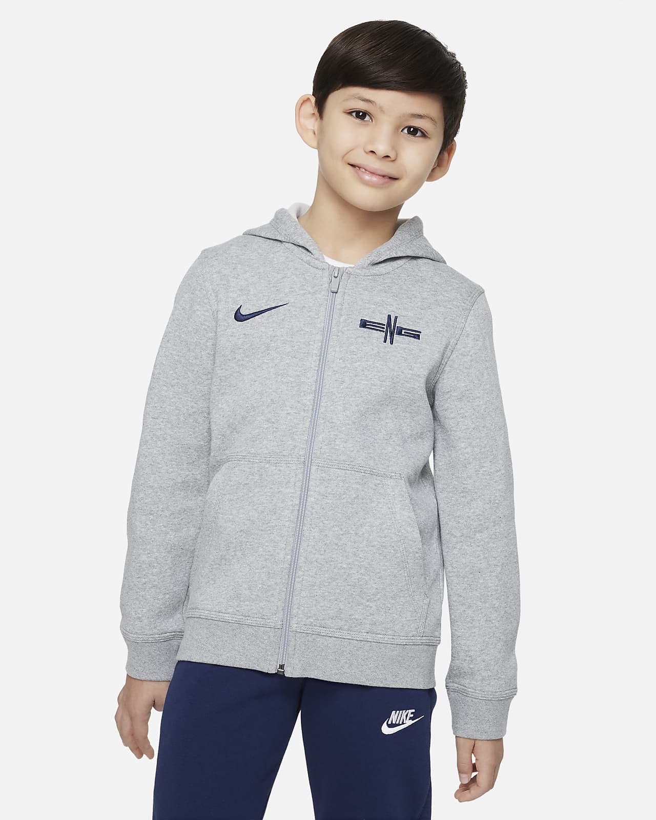 Sudadera con gorro de cierre de fútbol Nike para niños talla grande England National Team Club. Nike.com