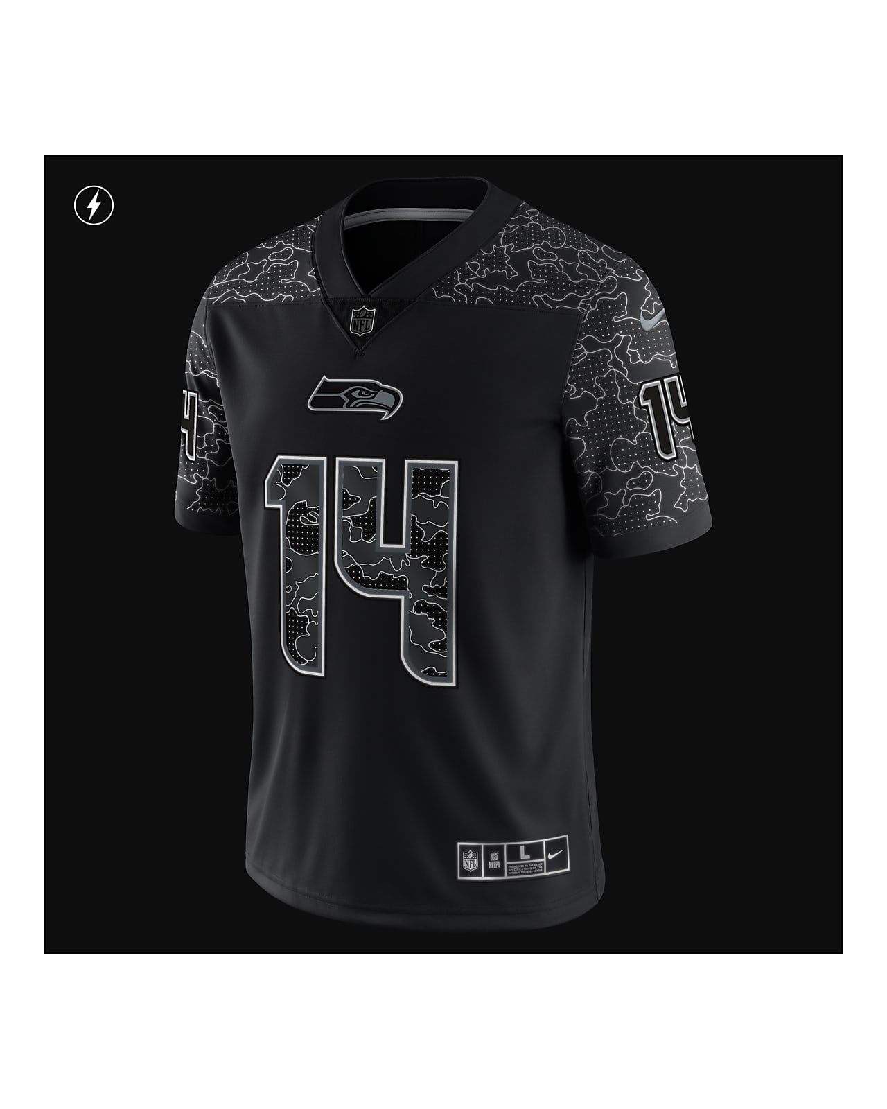 DK Metcalf Seattle Seahawks Nike RFLCTV Limited Jersey - Black