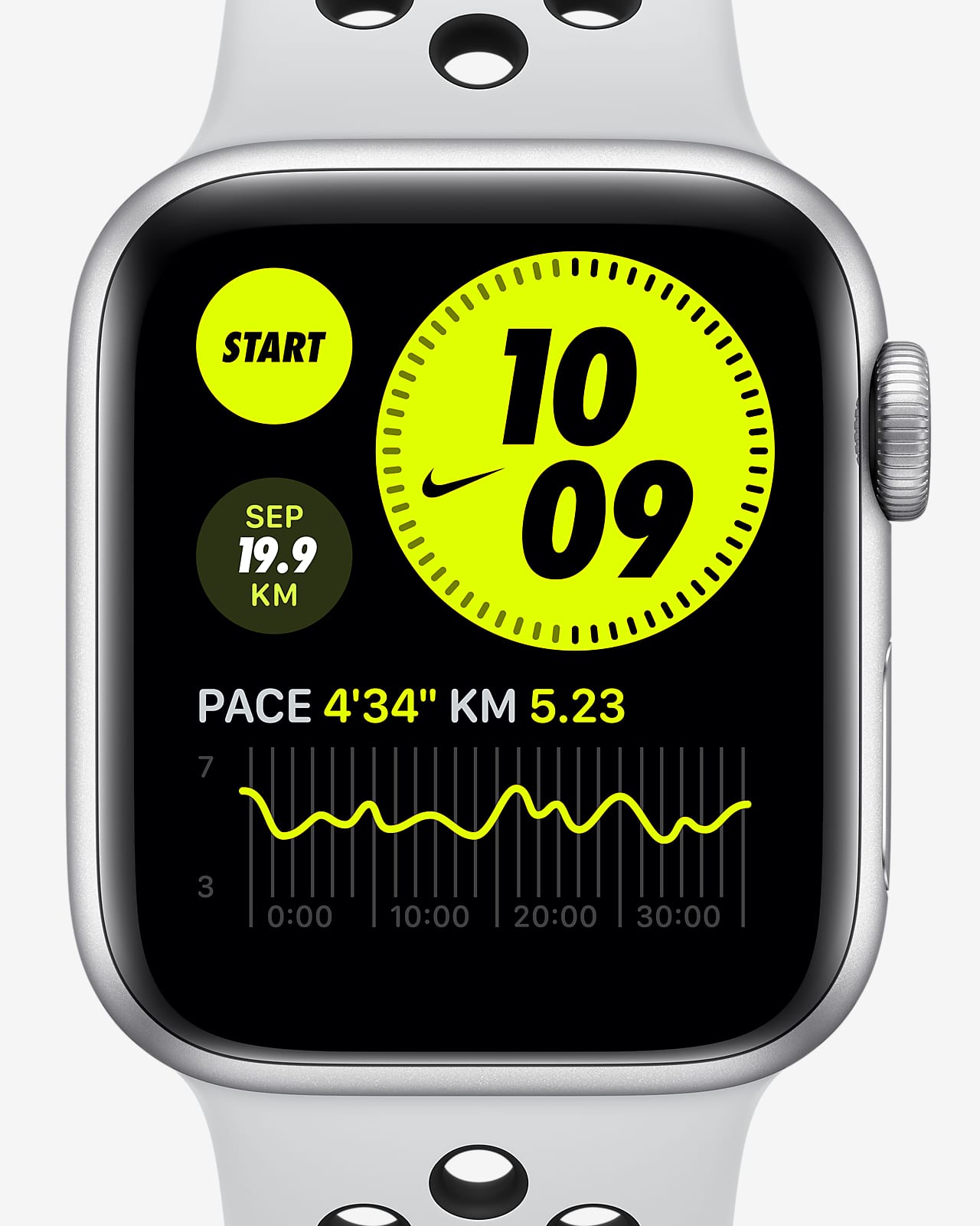 Apple Watch Nike Series 6 (GPS) met sportbandje van Nike — Kast van  zilverkleurig aluminium (44 mm). Nike NL