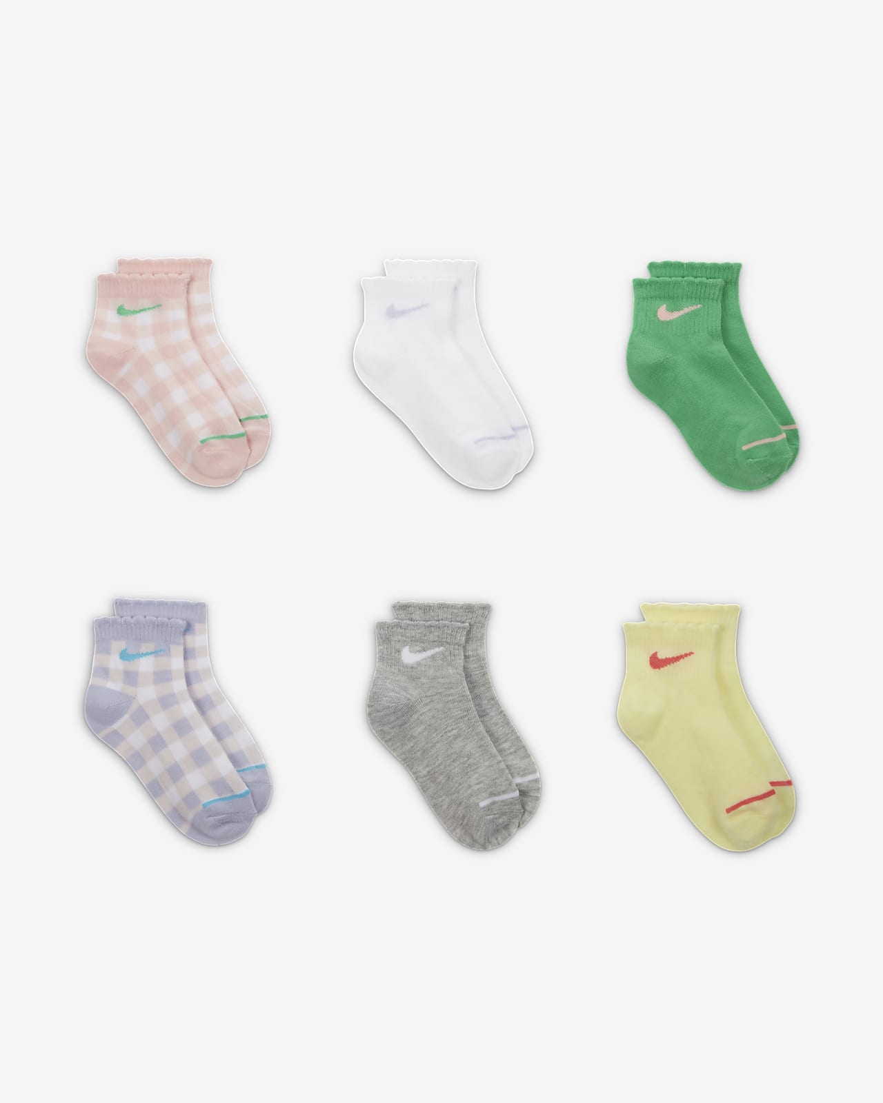 Nike Scalloped Ankle Socks (6 Pairs) Big Kids' Ankle Socks. Nike JP