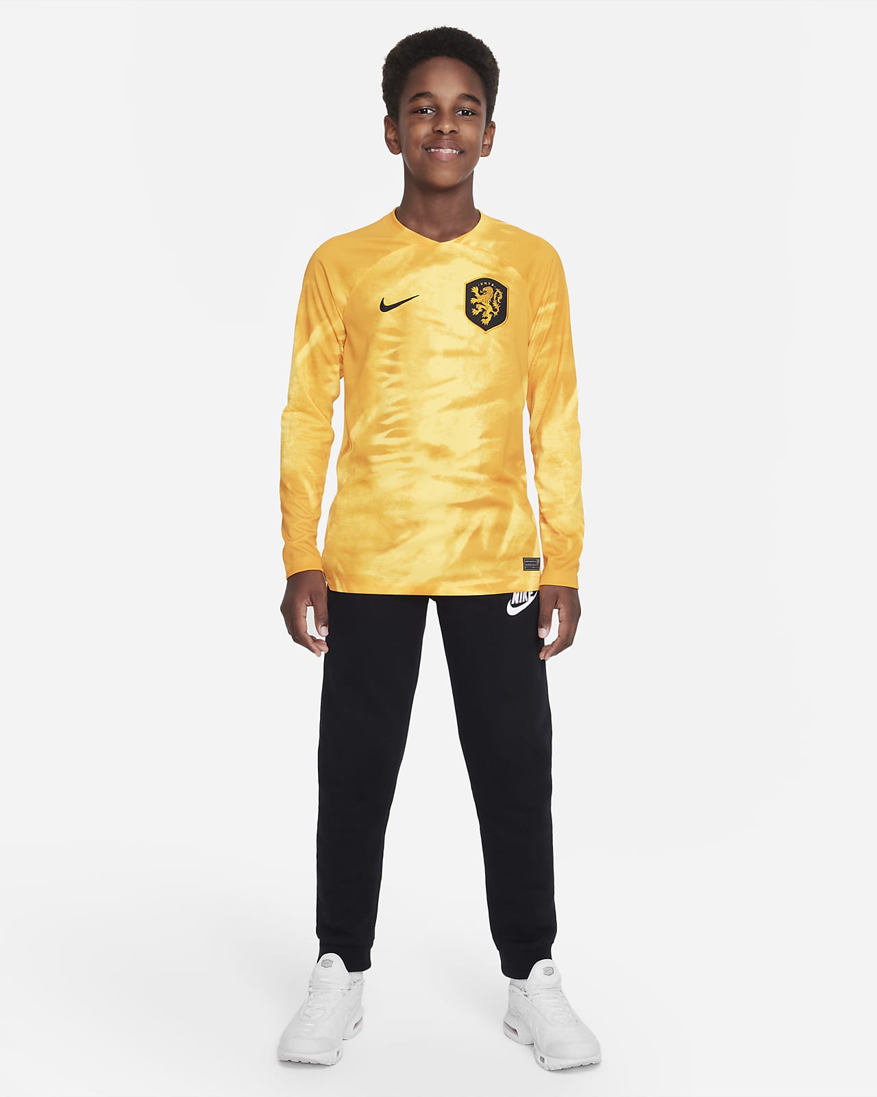 Jersey de fútbol de manga larga Nike Dri-FIT 2022/23 Stadium de local de  Países Bajos para niños talla grande