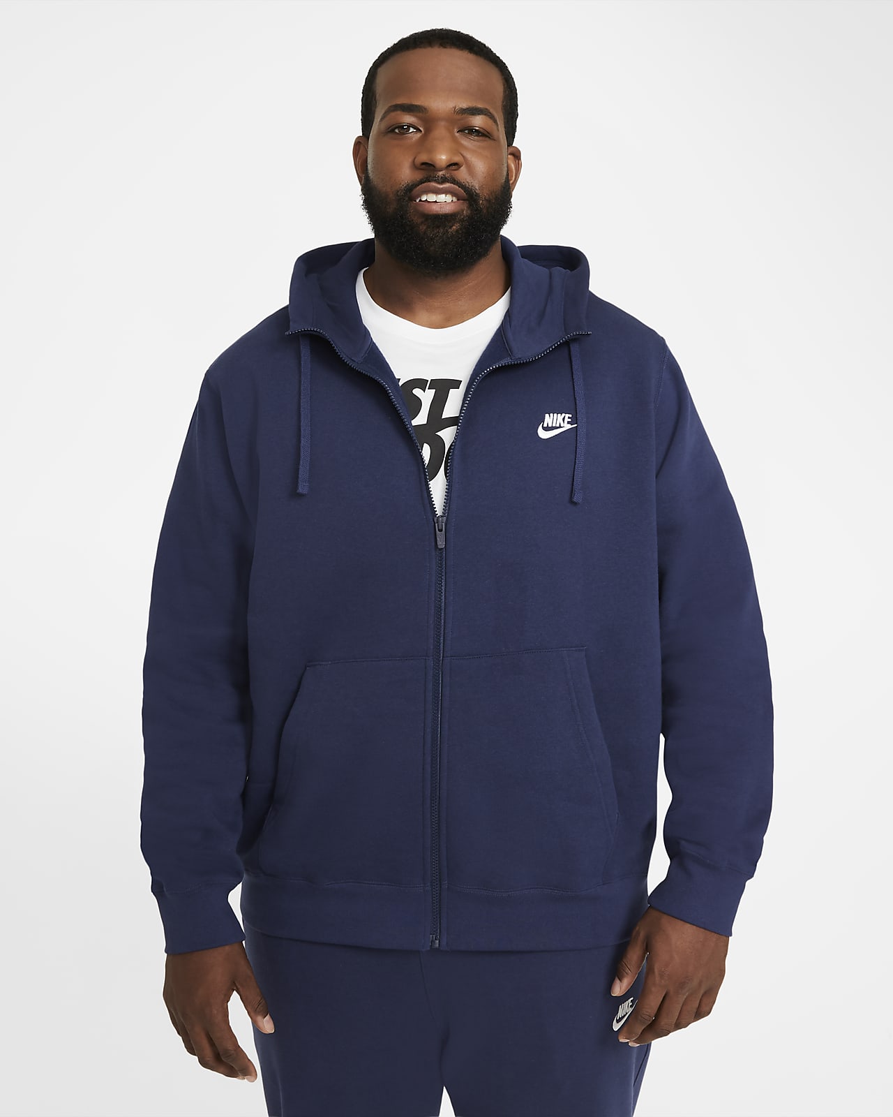 nike club full zip hoodie in navy