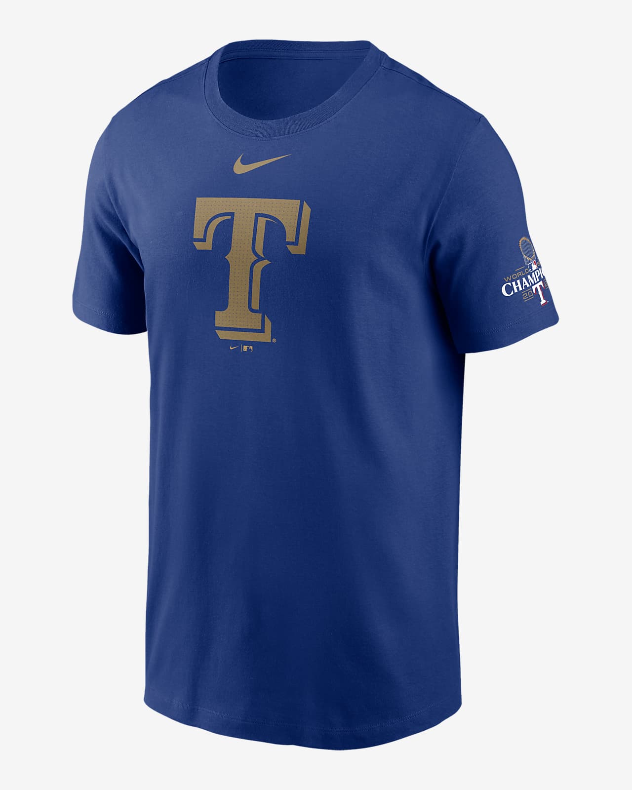 Texas Rangers 2023 World Series Champions Gold Logo Men's Nike MLB T-Shirt