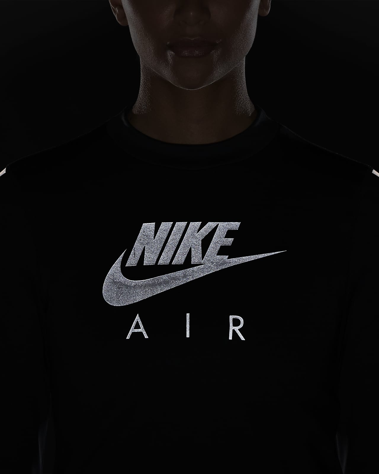 nike air running long sleeve top in black