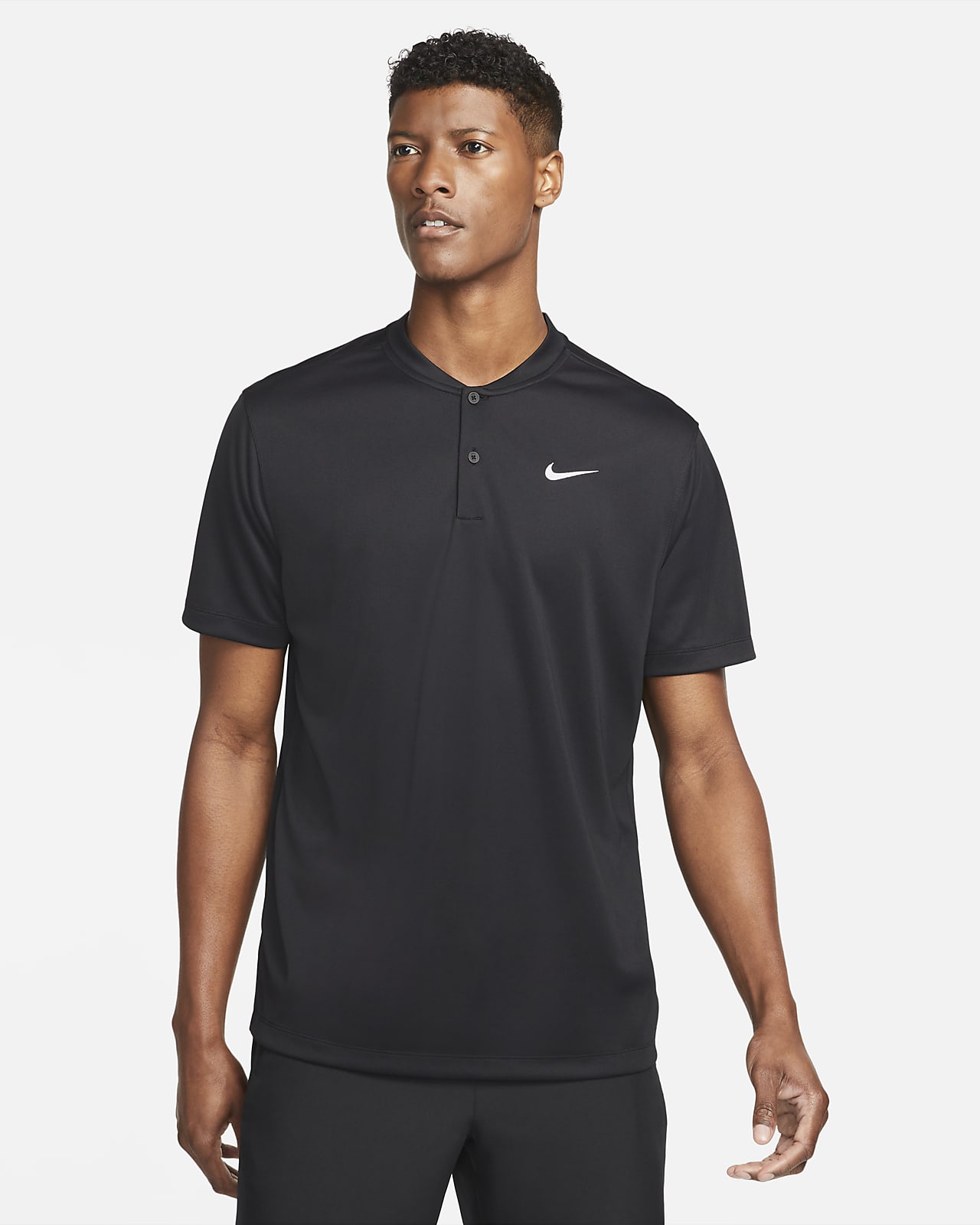 Mens Nike The Athletic Dept Black White Stripe Collared Polo Short Sleeve  Size M