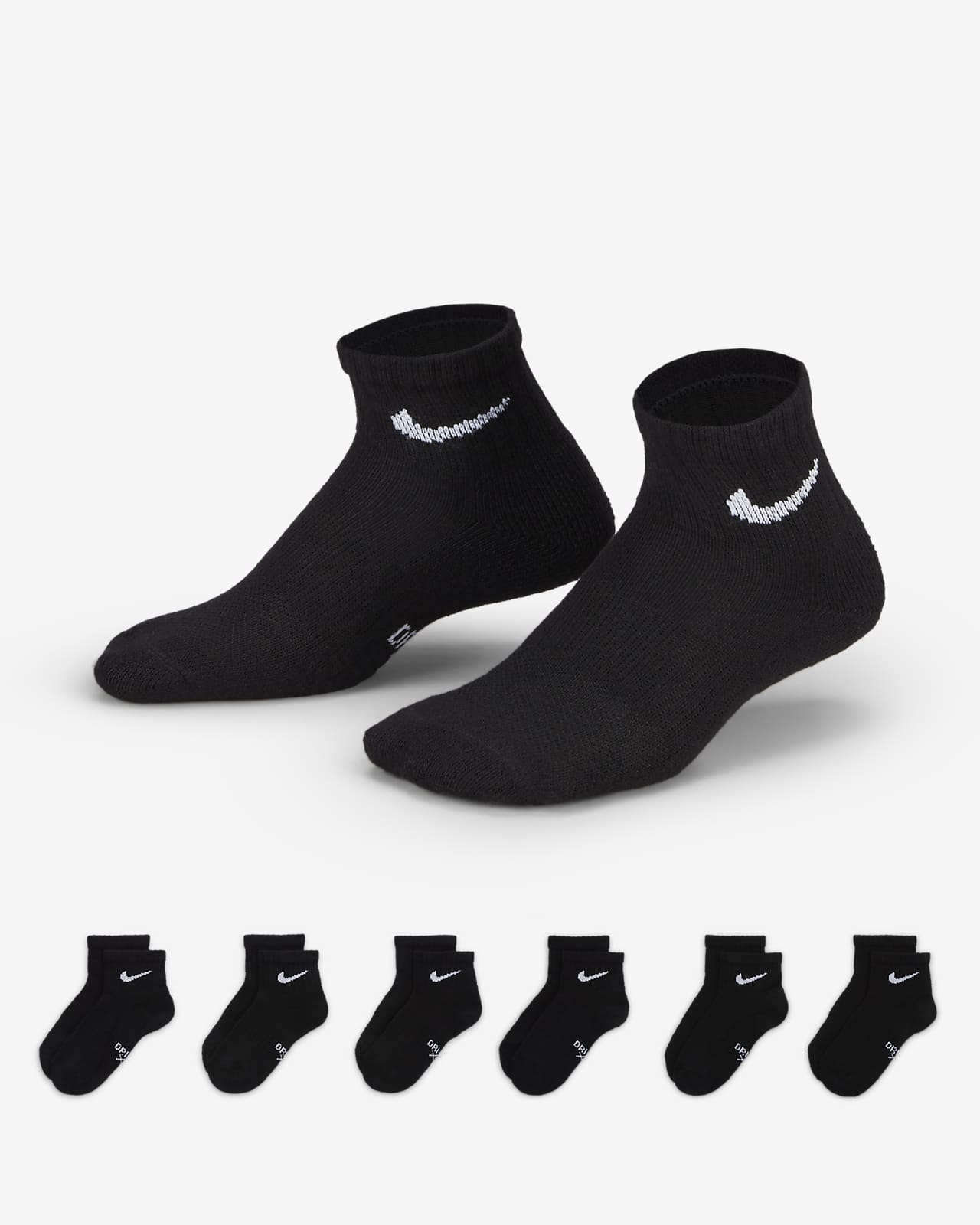 Nike Dri-FIT Performance Basics Little Kids' Ankle Socks (6 Pairs)