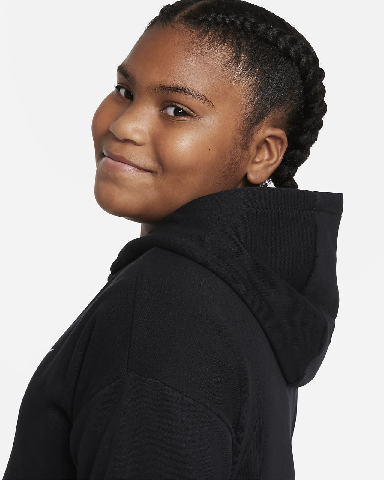 girls black cropped hoodie