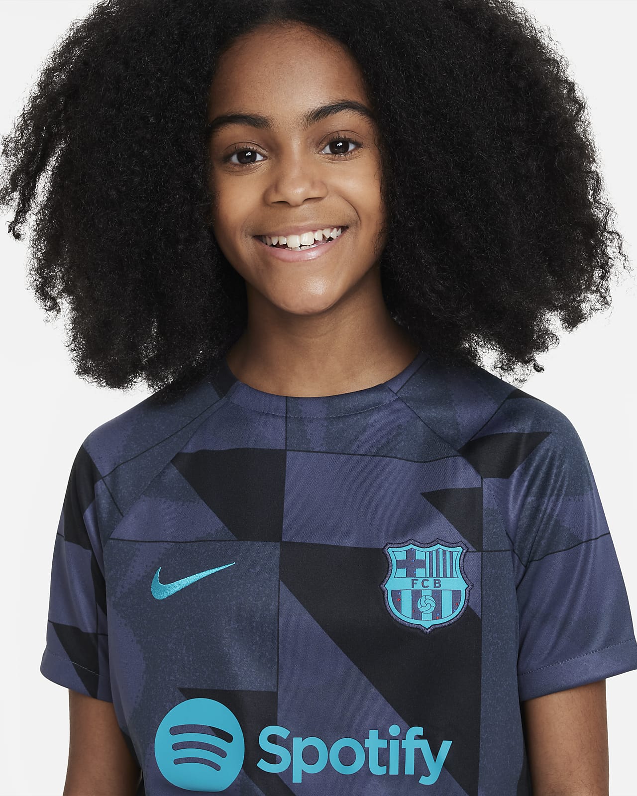 FC Barcelona Academy Pro Third Big Kids\' Nike Dri-FIT Soccer Pre-Match Top.