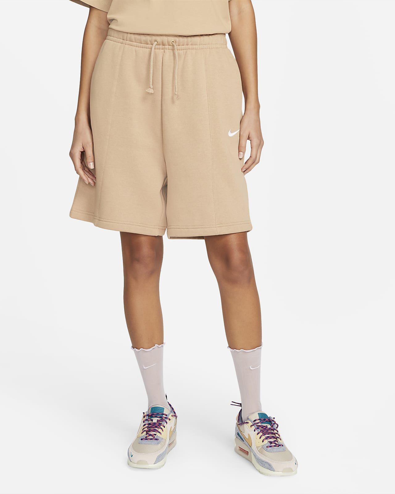 Shorts de tiro alto de tejido Fleece para mujer Nike Sportswear Essential.  Nike.com