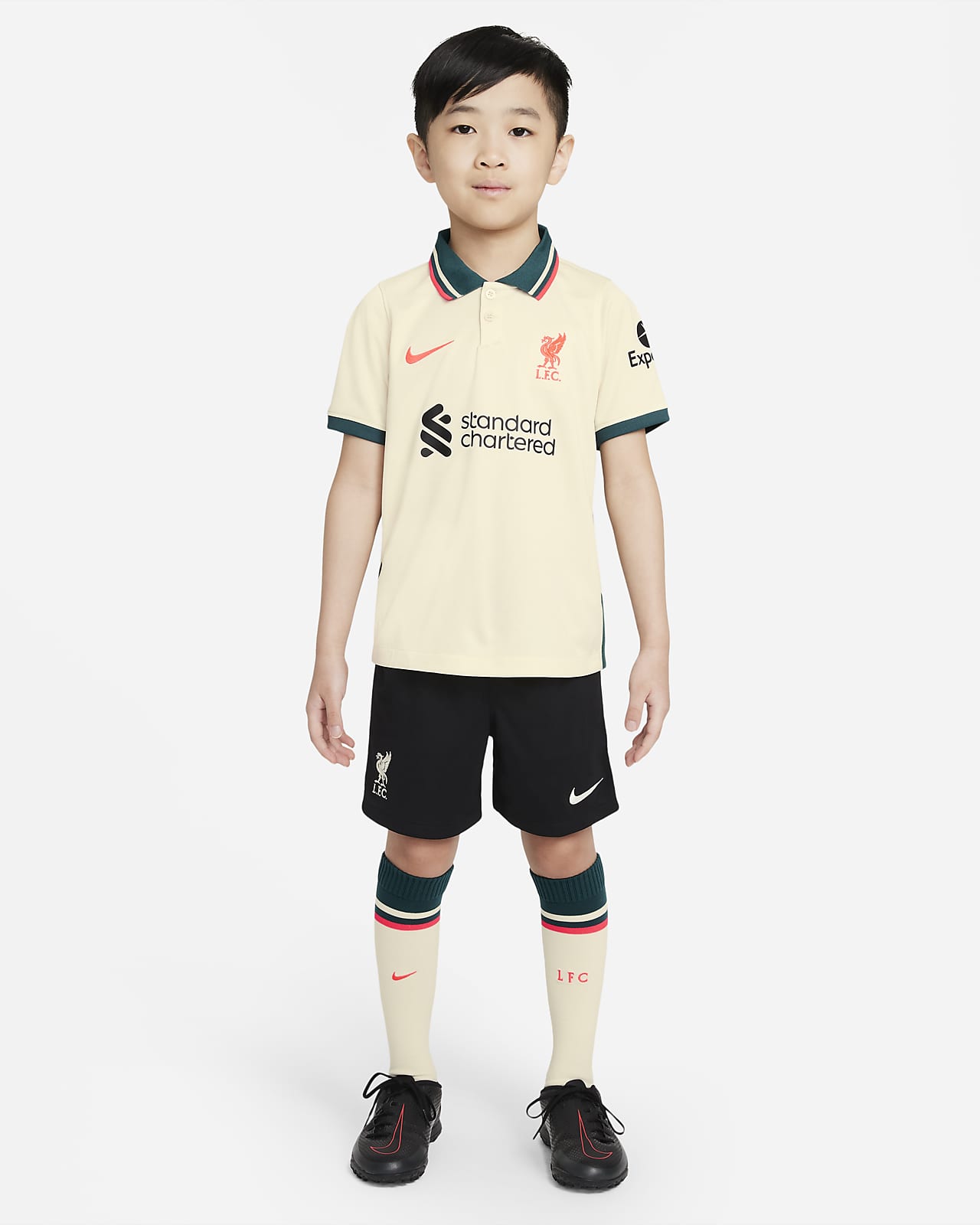 pérdida Sucio temperatura Kit de fútbol del Liverpool FC visitante 2021/22 para niños talla pequeña.  Nike.com