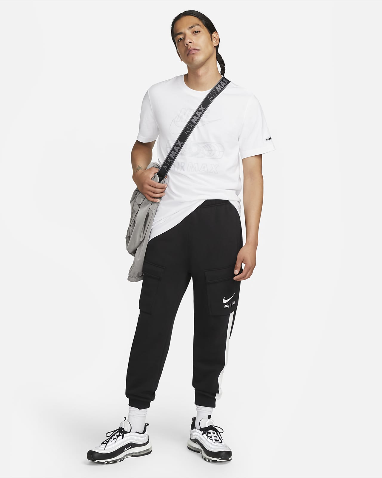 Nike Air Max kortärmad t-shirt för män, svart, S : : Mode