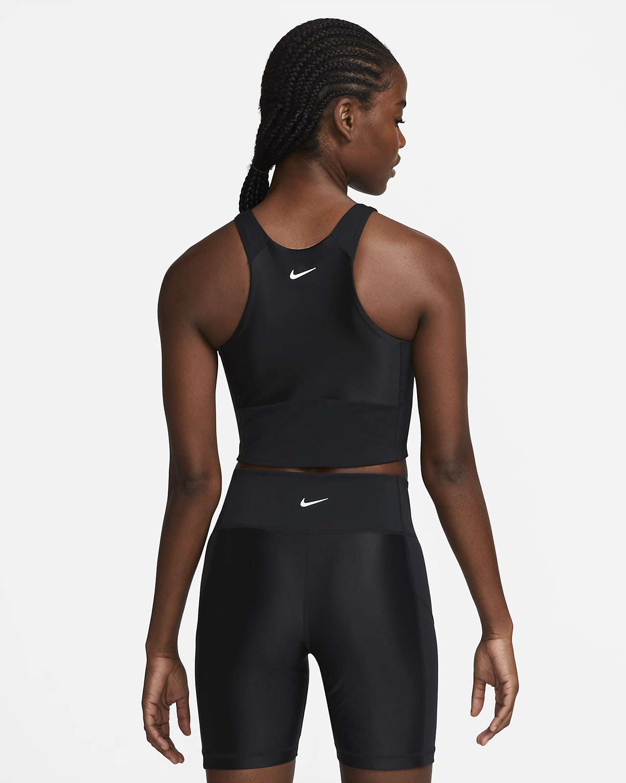 NIKE Shine Nike Pro Dri-FIT Womens Crop Tank Top - BLACK