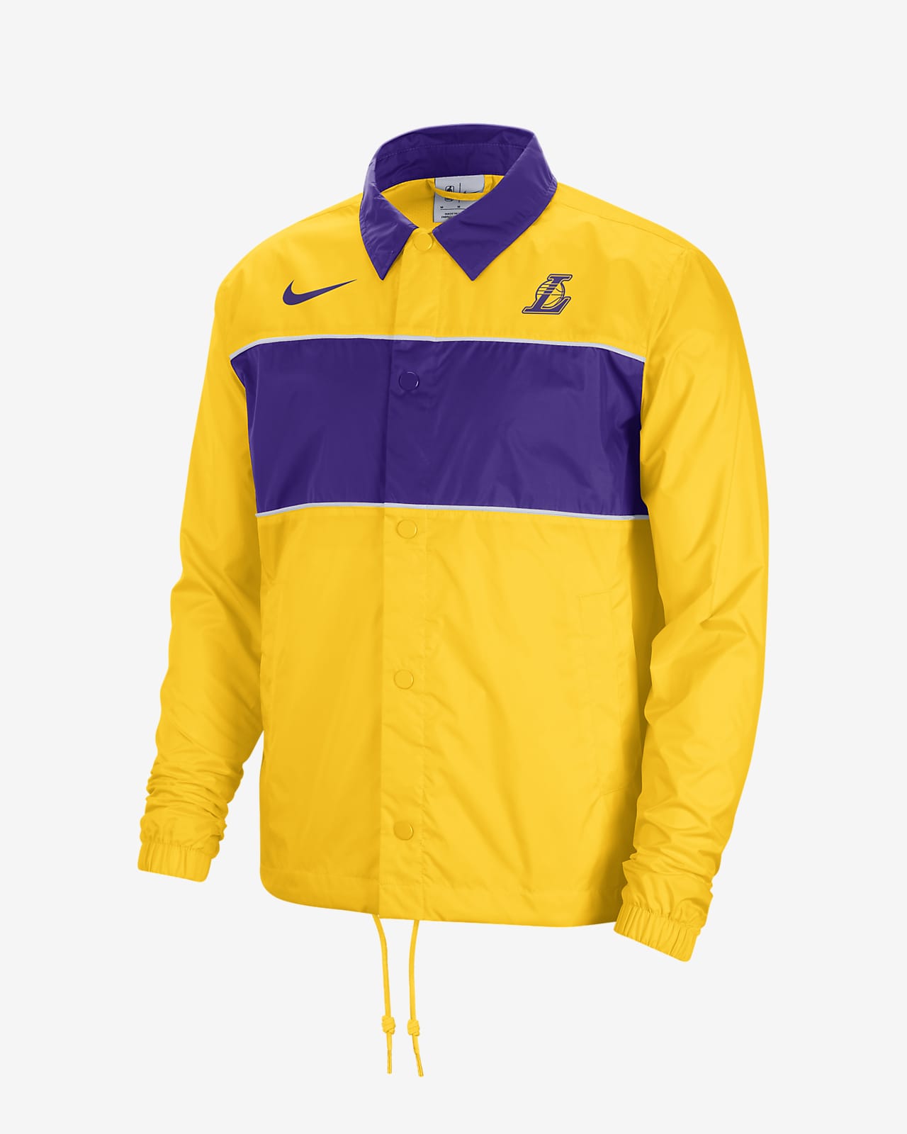 Los Angeles Lakers Courtside Licht Nike NBA-herenjack met  drukknoopsluiting. Nike NL