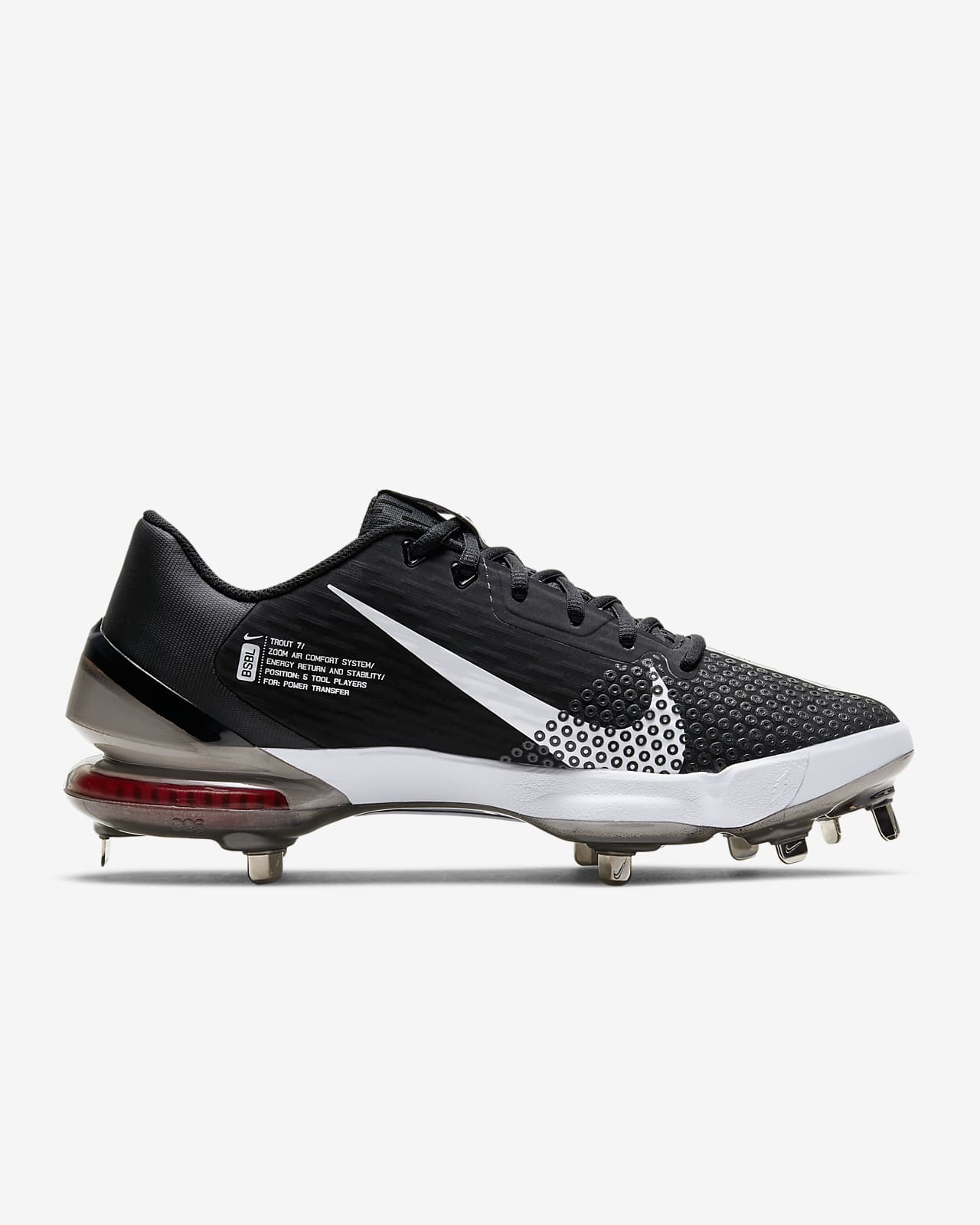 nike force zoom trout 5 men's mid metal baseball cleats - white/metallic red bronze/pure platinum