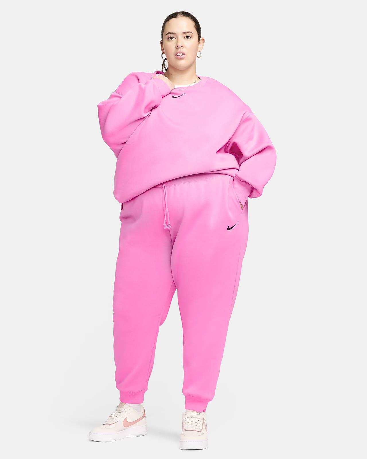 NIKE 2 Piece tracksuit cotton fleece Hoodie graphic joggers bottoms Coral  Pink oversized Women SIze X-Small XS : : Fashion
