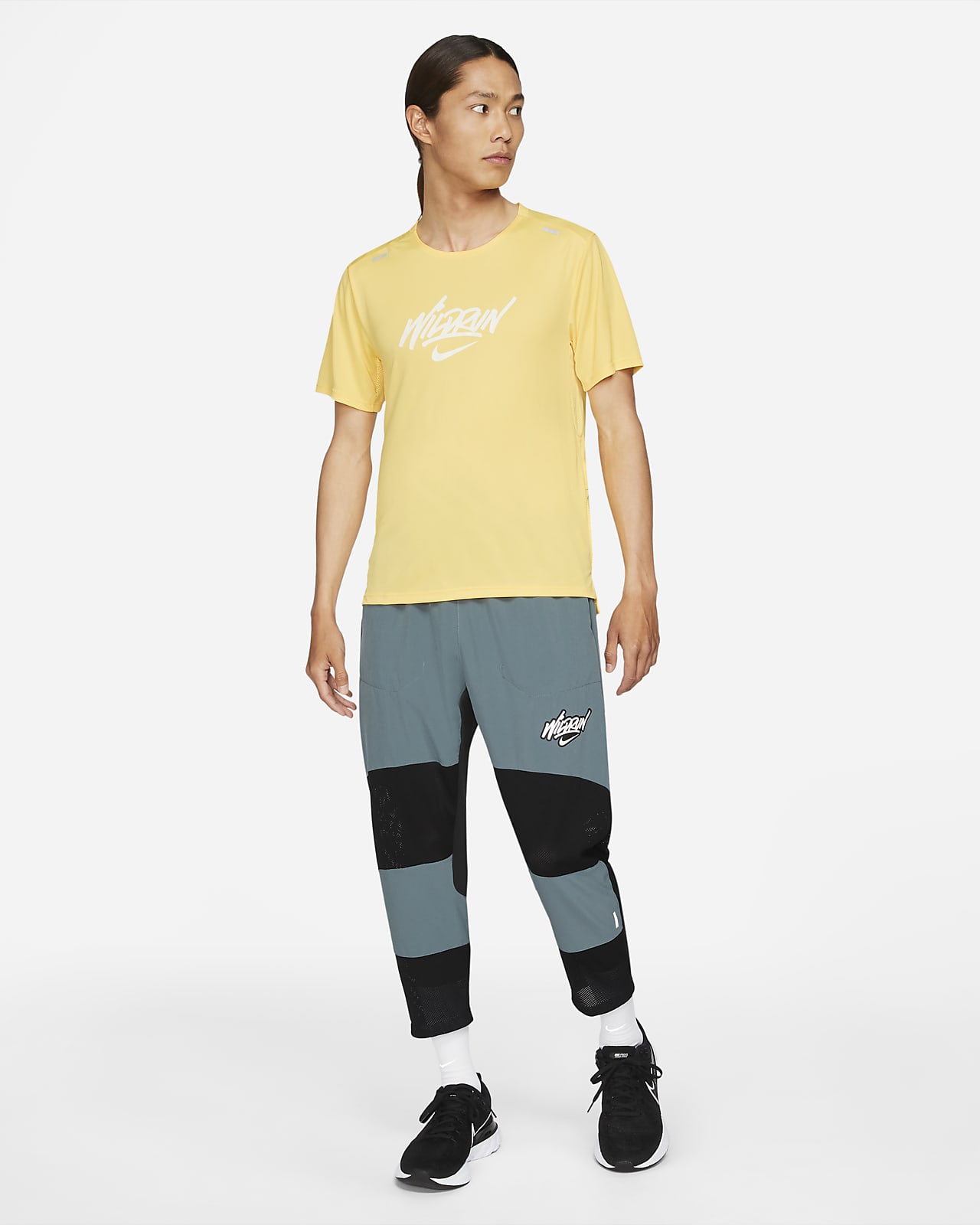 nike yellow running top