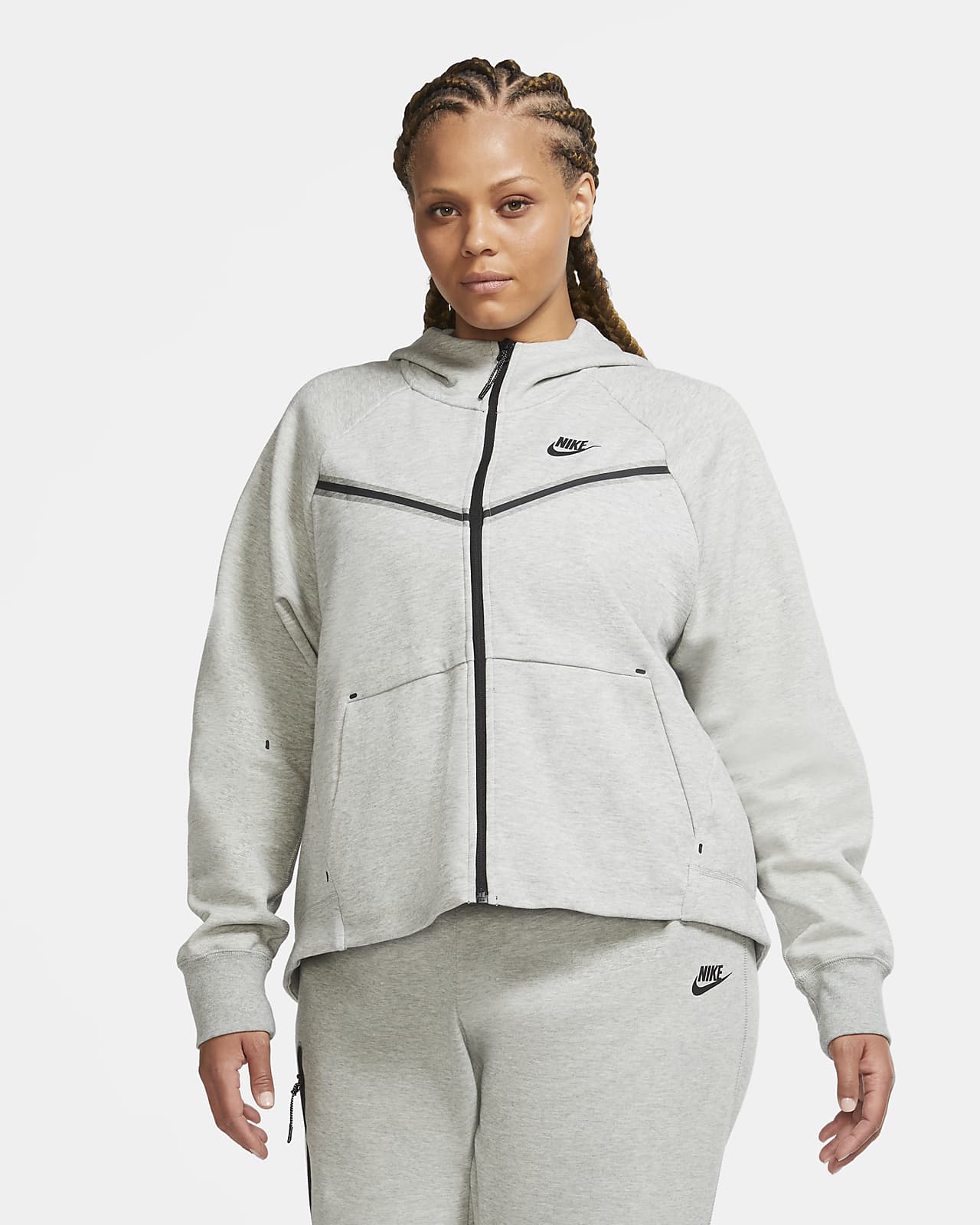 Nike Sportswear Tech Fleece Windrunner–hættetrøje med lynlås i fuld længde til kvinder (Plus Size)