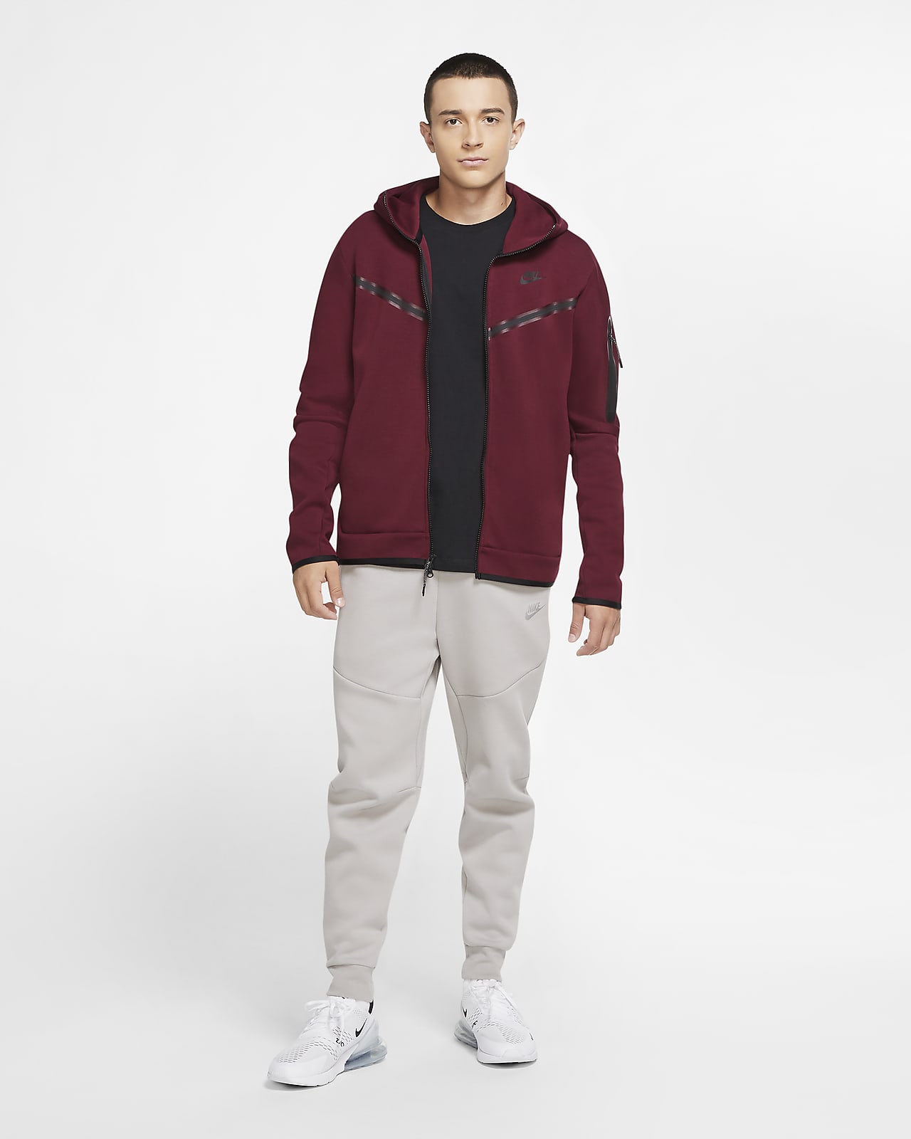 nike tech fleece burgundy hoodie