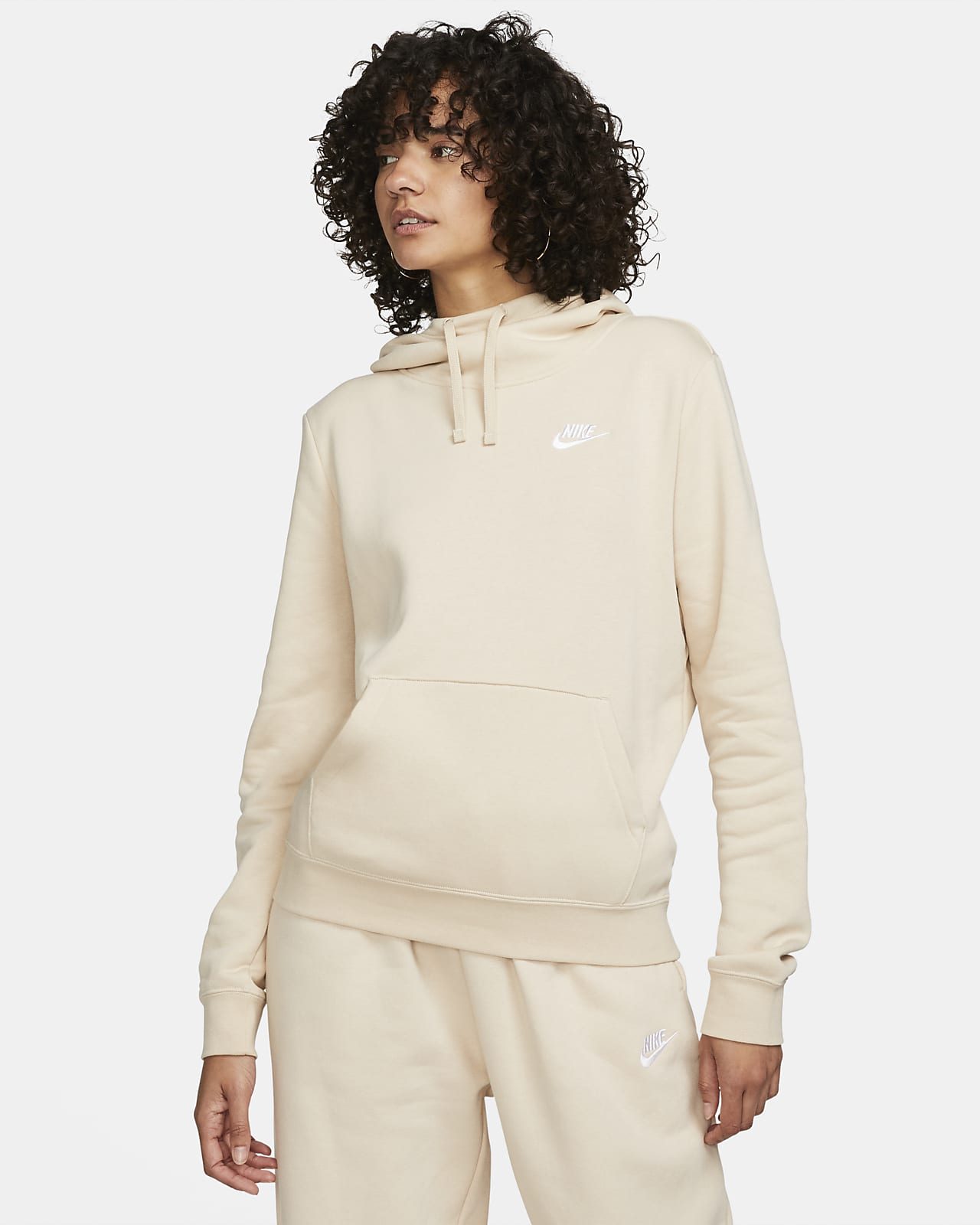 Sudadera con gorro de tejido Fleece y cuello en embudo para mujer Nike  Sportswear Club Fleece