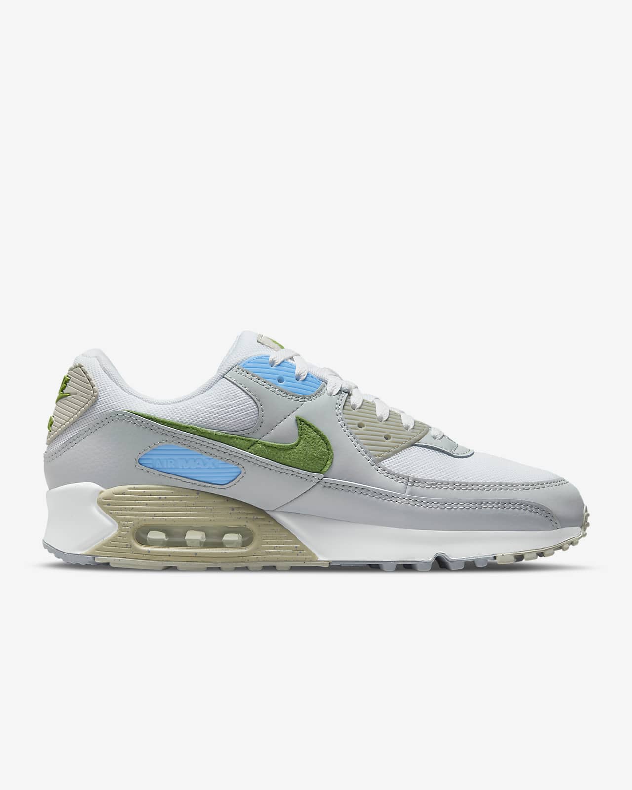 nike air max 90 trainers in white and grey