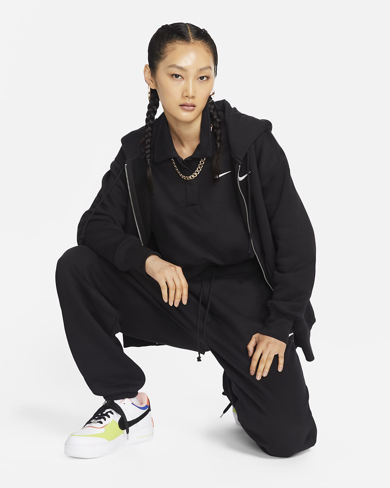 Nike long top zip hoodie