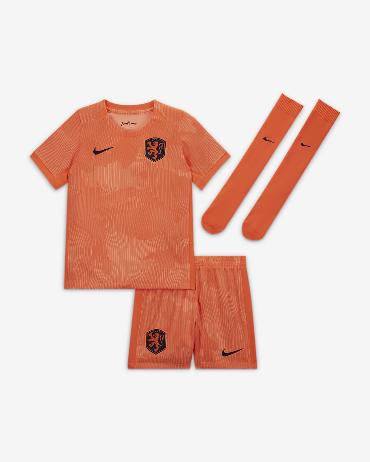 Netherlands 2023 Home Younger Kids' Nike Dri-FIT 3-Piece Kit