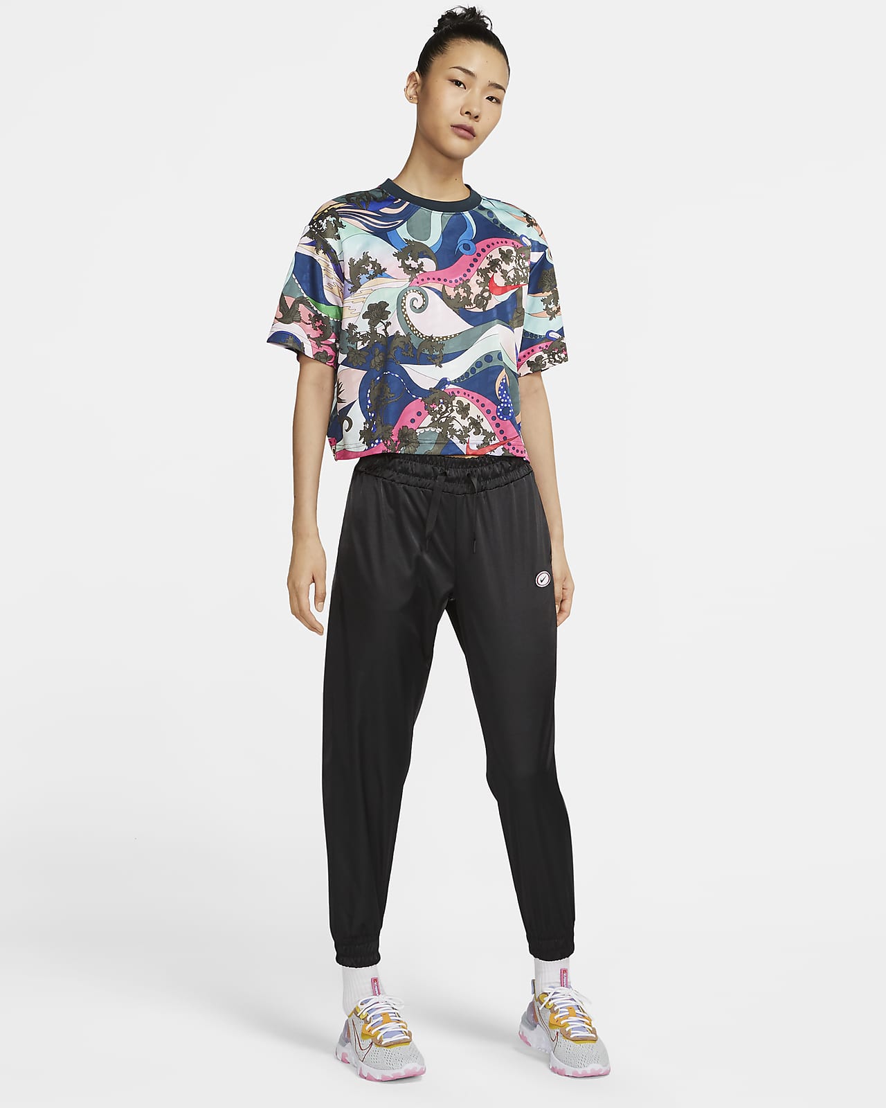 nike women's air short sleeve running crop top