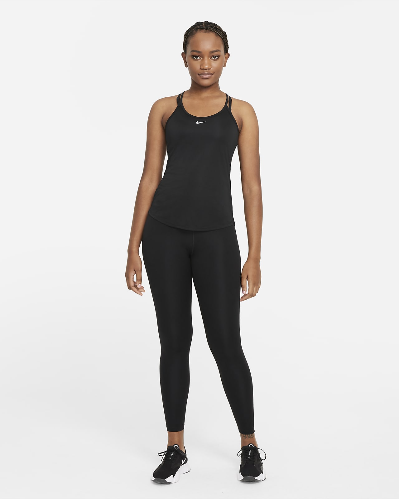 Nike Yoga Womens Dri-FIT Ribbed Tank Top Gym Training Black Small