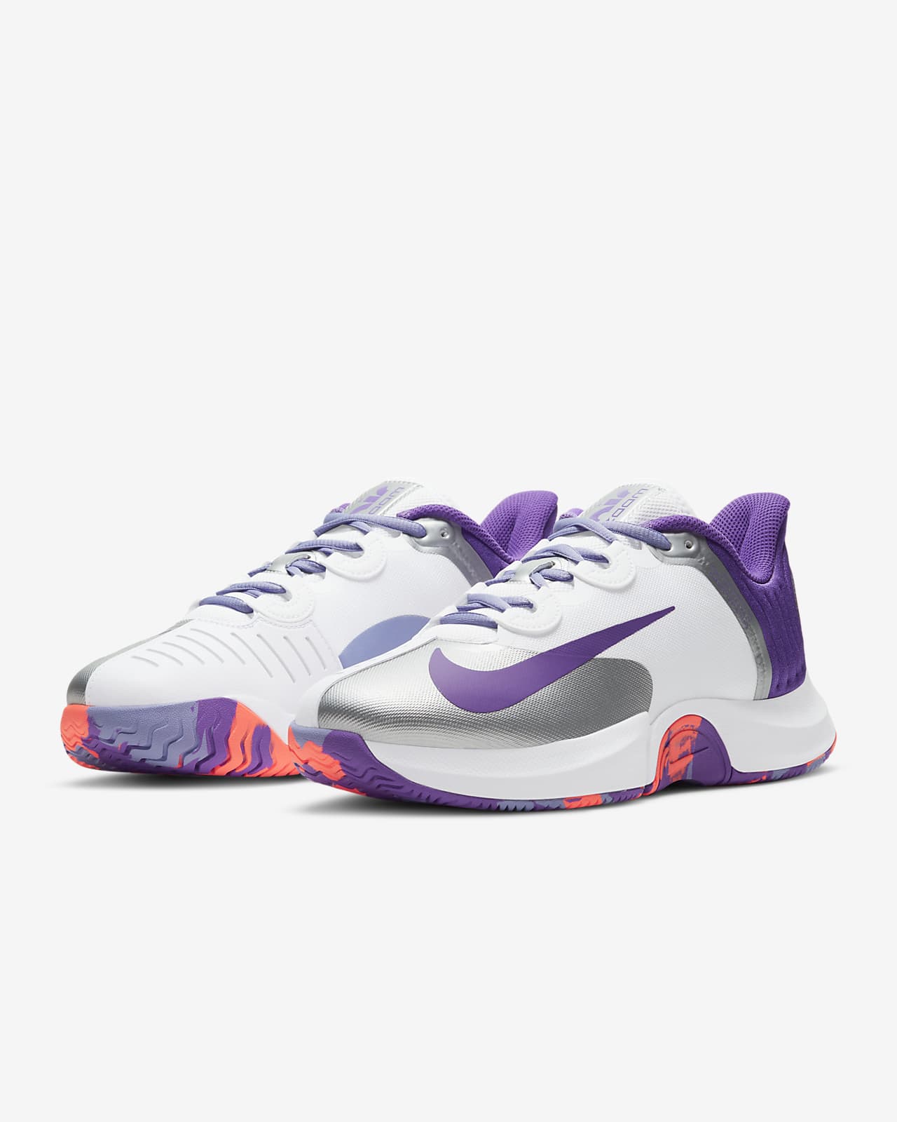 nike women's court air zoom gp turbo tennis shoes white and laser fuchsia