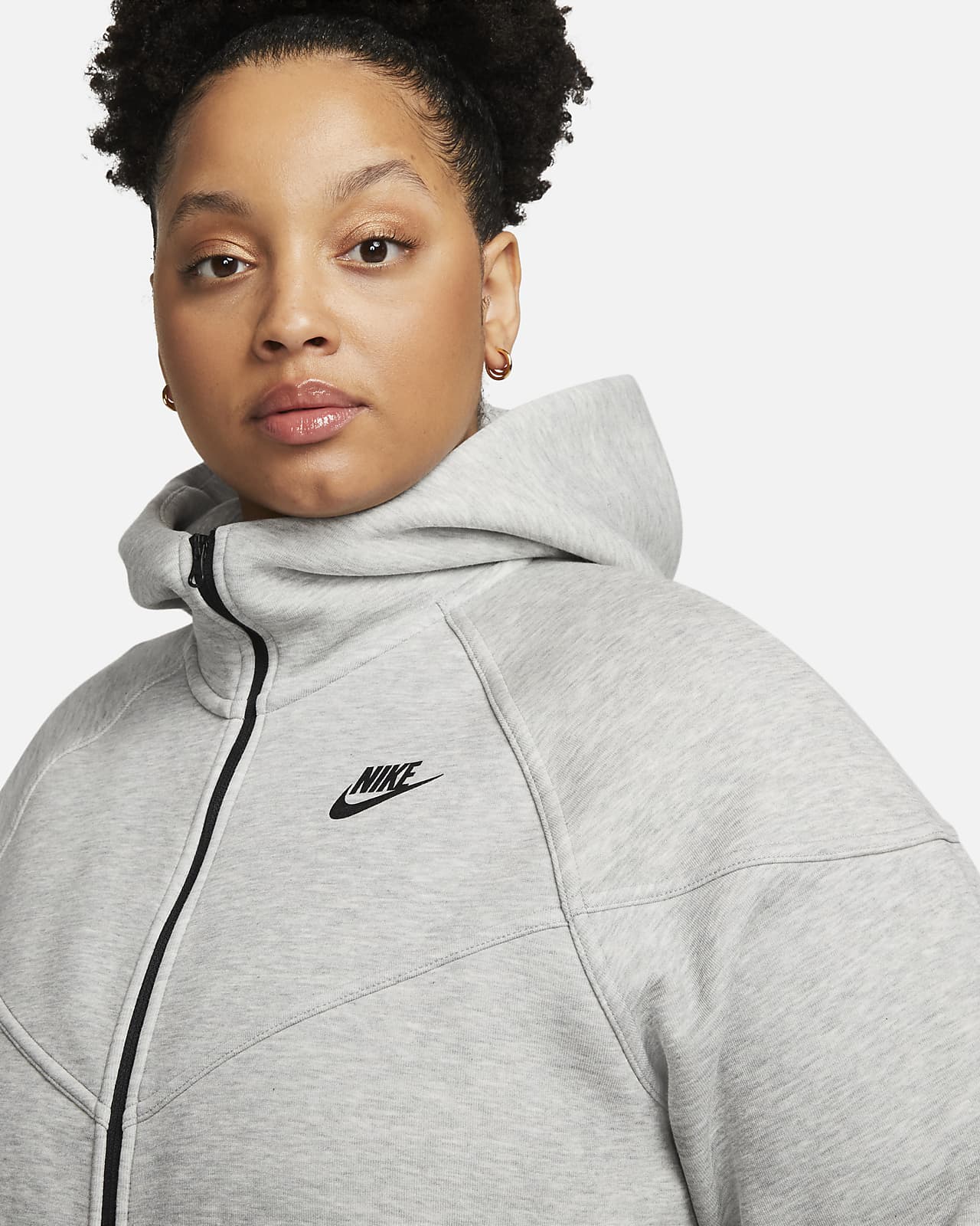 Grey Nike Plus Size Tech Fleece Full Zip Hoodie