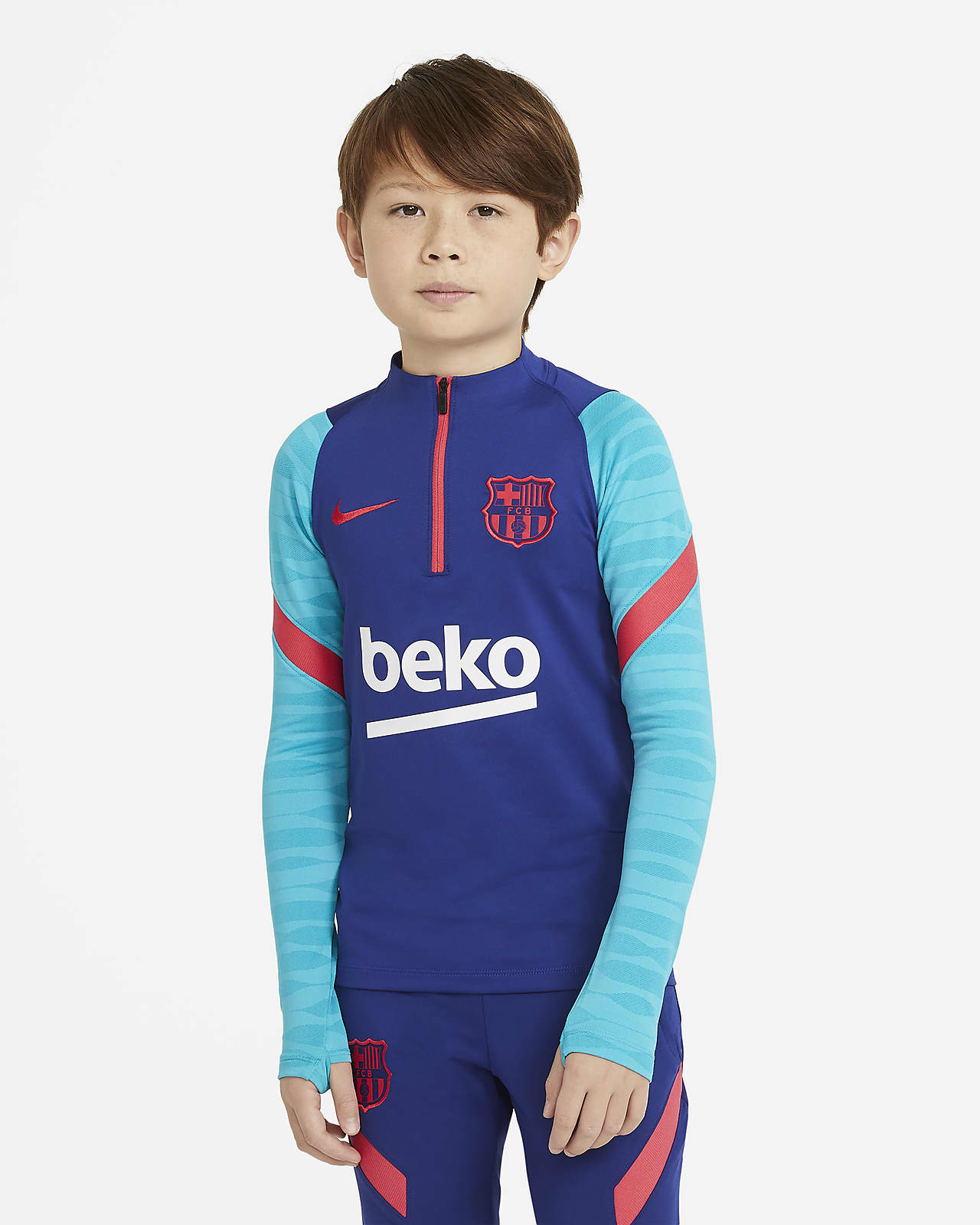 F.C. Barcelona Strike Older Kids' Long-Sleeve Football Drill Top. Nike LU