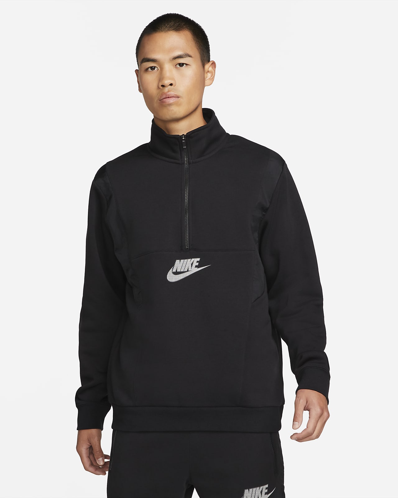 Nike Sportswear Hybrid Camiseta de tejido Fleece con media cremallera. Nike  ES